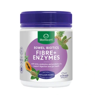 LifeStream Bowel Biotics Fibre + Enzymes with Prebiotics & Probiotics Powder 200g - Fresh Bloom Skin - Premium Skincare Solutions for Nourished, Hydrated, and Radiant Skin Every Day