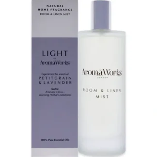 Light Room and Linen Mist - Petitgrain and Lavender by Aromaworks for Unisex - 3.4 oz Room Spray - Fresh Bloom Skin - Premium Skincare Solutions for Nourished, Hydrated, and Radiant Skin Every Day