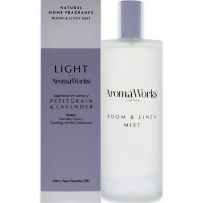 Light Room and Linen Mist - Petitgrain and Lavender by Aromaworks for Unisex - 3.4 oz Room Spray - Fresh Bloom Skin - Premium Skincare Solutions for Nourished, Hydrated, and Radiant Skin Every Day