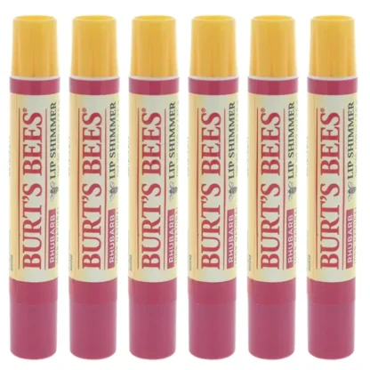 Lip Shimmer - Rhubarb by Burts Bees for Women - 0.09 oz Lip Balm - Pack of 6 - Fresh Bloom Skin - Premium Skincare Solutions for Nourished, Hydrated, and Radiant Skin Every Day