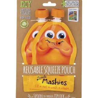 Little Mashies Reusable Squeeze Pouch Orange 2x130ml - Fresh Bloom Skin - Premium Skincare Solutions for Nourished, Hydrated, and Radiant Skin Every Day