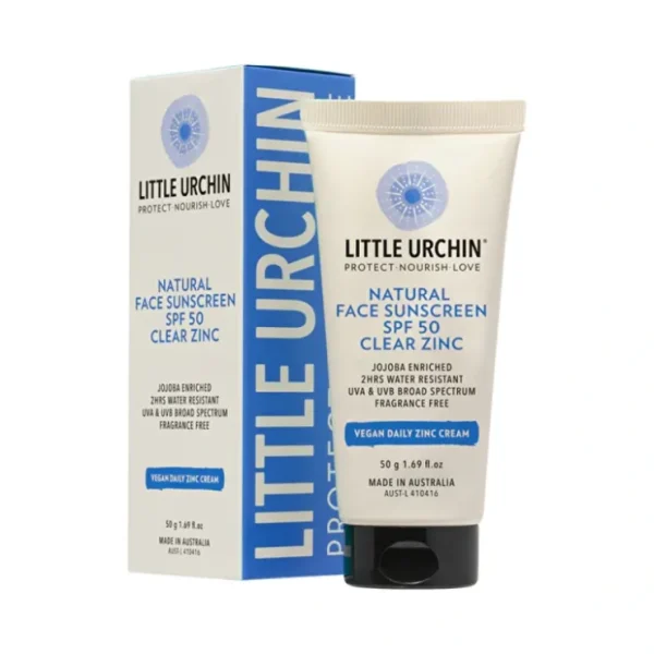 Little Urchin Natural Face Sunscreen Clear Zinc SPF 50 50g - Fresh Bloom Skin - Premium Skincare Solutions for Nourished, Hydrated, and Radiant Skin Every Day