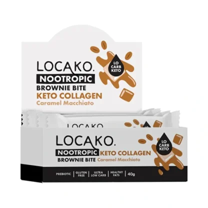 Locako Nootropic Keto Collagen Brownie Bite Caramel Macchiato 40g x 15 Display - Fresh Bloom Skin - Premium Skincare Solutions for Nourished, Hydrated, and Radiant Skin Every Day