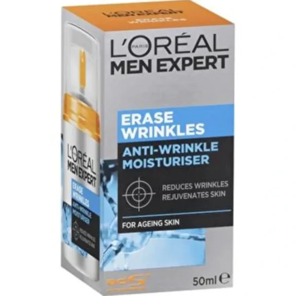 L'Oreal Paris Men Expert Erase Wrinkles Moisturiser - Fresh Bloom Skin - Premium Skincare Solutions for Nourished, Hydrated, and Radiant Skin Every Day