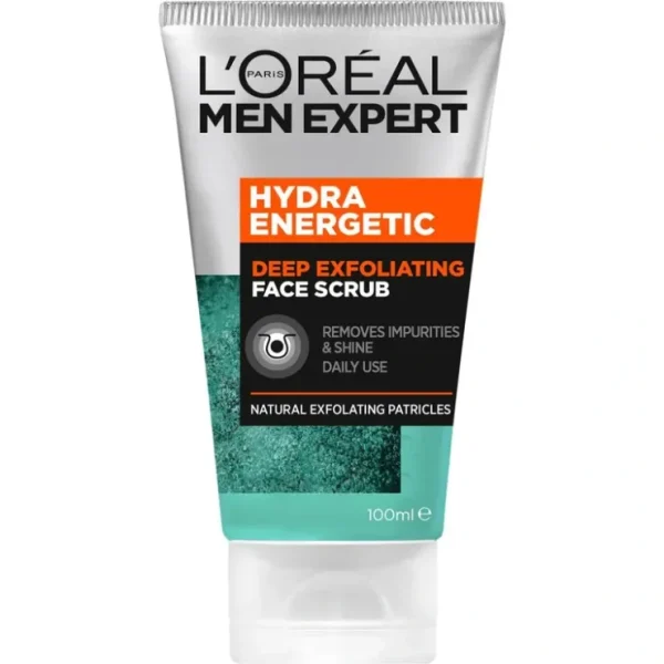 L'Oreal Paris Men Expert Hydra Energetic Facial Scrub 100ml - Fresh Bloom Skin - Premium Skincare Solutions for Nourished, Hydrated, and Radiant Skin Every Day