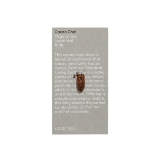 Love Tea Organic Cacao Chai Tea Loose Leaf 100g - Fresh Bloom Skin - Premium Skincare Solutions for Nourished, Hydrated, and Radiant Skin Every Day
