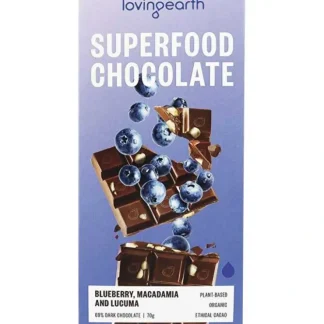 Loving Earth Superfood Chocolate Blueberry, Macadamia & Lucuma 11x70g - Fresh Bloom Skin - Premium Skincare Solutions for Nourished, Hydrated, and Radiant Skin Every Day