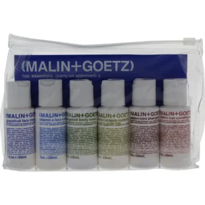 Malin + Goetz Essential Starter Kit by Malin + Goetz for Unisex - 6 x 1 oz Grapefruit Face Cleanser, Vitamin E Face Moisturizer, Bergamot Body Wash, Vitamin B5 Body Moisturizer, Peppermint Shampoo, Cilantro Hair Conditioner - Fresh Bloom Skin - Premium Skincare Solutions for Nourished, Hydrated, and Radiant Skin Every Day