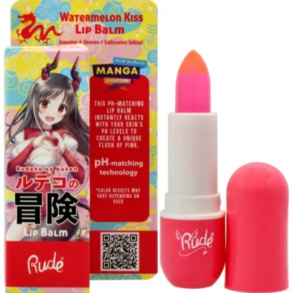 Manga Collection Lip Balm - Watermelon Kiss by Rude Cosmetics for Women - 0.123 oz Lip Balm - Fresh Bloom Skin - Premium Skincare Solutions for Nourished, Hydrated, and Radiant Skin Every Day
