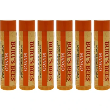 Mango Moisturizing Lip Balm by Burts Bees for Unisex - 0.15 oz Lip Balm - Pack of 6 - Fresh Bloom Skin - Premium Skincare Solutions for Nourished, Hydrated, and Radiant Skin Every Day