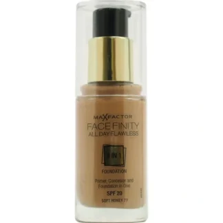 Max Factor Facefinity All Day Flawless 3 In 1 Foundation SPF 20 -77 Soft Honey by Max Factor for Women - 1 oz Foundation - Fresh Bloom Skin - Premium Skincare Solutions for Nourished, Hydrated, and Radiant Skin Every Day