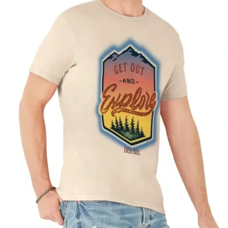 Men Crew Tee - Get Out And Explore - Beige by DelSol for Men - 1 Pc T-Shirt (2XL) - Fresh Bloom Skin - Premium Skincare Solutions for Nourished, Hydrated, and Radiant Skin Every Day