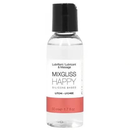 MIXGLISS Happy 2 in 1 Silicone Based Lubricant & Massage - Litchi 50ml / 1.7oz - Fresh Bloom Skin - Premium Skincare Solutions for Nourished, Hydrated, and Radiant Skin Every Day