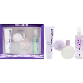 Moonlight by Ariana Grande for Women - 3 Pc Gift Set 3.4oz EDP Spray, 3.4oz Body Souffle, 4oz Body Mist - Fresh Bloom Skin - Premium Skincare Solutions for Nourished, Hydrated, and Radiant Skin Every Day