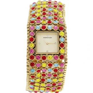 MSHMAR Marilyn - Gold/Multicolor Stainless Steel Bracelet Watch by Manoush for Women - 1 Pc Watch - Fresh Bloom Skin - Premium Skincare Solutions for Nourished, Hydrated, and Radiant Skin Every Day