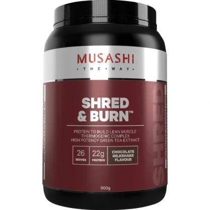 Musashi Shred & Burn Chocolate Milkshake 900g - Fresh Bloom Skin - Premium Skincare Solutions for Nourished, Hydrated, and Radiant Skin Every Day