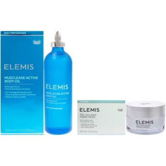 Musclease Active Body Oil and Pro-Collagen Marine Cream Kit by Elemis for Unisex - 2 Pc Kit 3.4oz Body Oil, 3.3oz Anti-Age Cream - Fresh Bloom Skin - Premium Skincare Solutions for Nourished, Hydrated, and Radiant Skin Every Day
