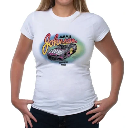NASCAR Womens Crew Tee - Jimmie Johnson - 7 White by DelSol for Women - 1 Pc T-Shirt (L) - Fresh Bloom Skin - Premium Skincare Solutions for Nourished, Hydrated, and Radiant Skin Every Day
