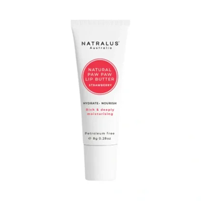 Natralus Natural Paw Paw Lip Butter Strawberry 8g - Fresh Bloom Skin - Premium Skincare Solutions for Nourished, Hydrated, and Radiant Skin Every Day