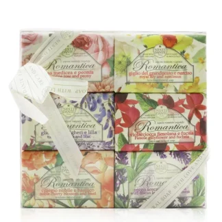 Nesti Dante Romantica The Collection Soap Set: (Florentine Rose & Peony + Royal Lily & Narcissus + Tuscan Wisteria & Lilac + Fiesole Gillyflower & Fuchsia + Noble Cherry Blossom & Basil + Wild Tuscan Lavender & Verbena) 6x 150g/5.3oz - Fresh Bloom Skin - Premium Skincare Solutions for Nourished, Hydrated, and Radiant Skin Every Day
