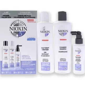 Nioxin System 5 Kit by Nioxin for Unisex - 3 Pc 10.1oz Cleanser Shampoo, 10.1oz Scalp Therapy Conditioner, 3.38oz Scalp and Hair Treatment - Fresh Bloom Skin - Premium Skincare Solutions for Nourished, Hydrated, and Radiant Skin Every Day