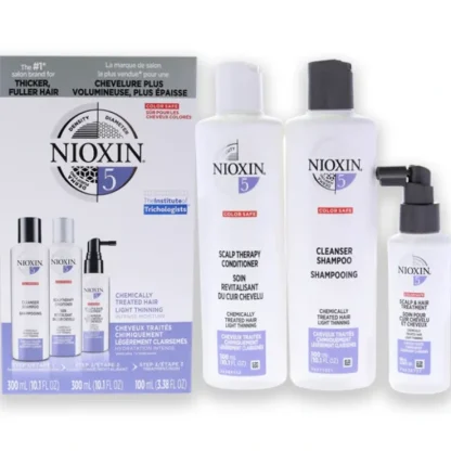 Nioxin System 5 Kit by Nioxin for Unisex - 3 Pc 10.1oz Cleanser Shampoo, 10.1oz Scalp Therapy Conditioner, 3.38oz Scalp and Hair Treatment - Fresh Bloom Skin - Premium Skincare Solutions for Nourished, Hydrated, and Radiant Skin Every Day