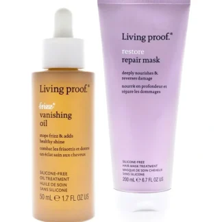 No Frizz Vanishing Oil and Restore Repair Mask Kit by Living Proof for Unisex - 2 Pc Kit 1.7oz Oil, 6.7oz Masque - Fresh Bloom Skin - Premium Skincare Solutions for Nourished, Hydrated, and Radiant Skin Every Day