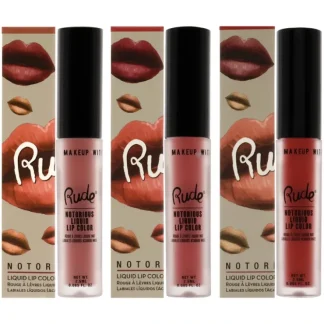 Notorious Rich Long Liquid Lip Color Kit by Rude Cosmetics for Women - 3 Pc Kit 3 X 0.1oz Lip Color - Obscene Gesture, Poison Fruit, Sinister Villain - Fresh Bloom Skin - Premium Skincare Solutions for Nourished, Hydrated, and Radiant Skin Every Day