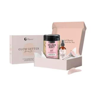 Nutra Organics Glow Getter Beauty Box with Gua Shu (Collagen Glow Mist,Collagen Beauty ,Gua Sha) 225g - Fresh Bloom Skin - Premium Skincare Solutions for Nourished, Hydrated, and Radiant Skin Every Day