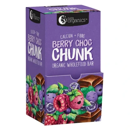 Nutra Organics Organic Wholefood Bars Berry Choc Chunk (Calcium + Fibre) 30g x 30 Display - Fresh Bloom Skin - Premium Skincare Solutions for Nourished, Hydrated, and Radiant Skin Every Day