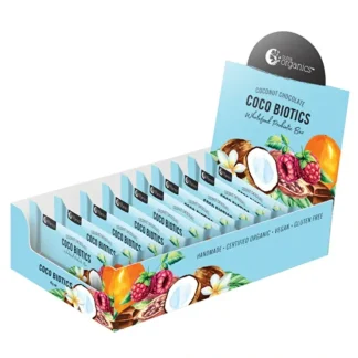 Nutra Organics Organic Wholefood Probiotic Bar Coco Biotics (Coconut Chocolate) 45g x 12 Display - Fresh Bloom Skin - Premium Skincare Solutions for Nourished, Hydrated, and Radiant Skin Every Day