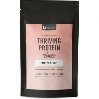 NUTRA ORGANICS Thriving Protein (Organic Plant Based Protein) Strawberries & Cream 1kg - Fresh Bloom Skin - Premium Skincare Solutions for Nourished, Hydrated, and Radiant Skin Every Day