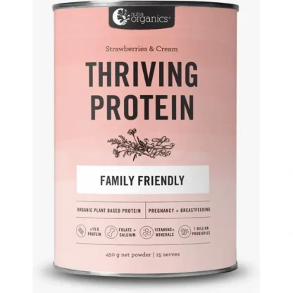 NUTRA ORGANICS Thriving Protein (Organic Plant Based Protein) Strawberries & Cream 450g - Fresh Bloom Skin - Premium Skincare Solutions for Nourished, Hydrated, and Radiant Skin Every Day