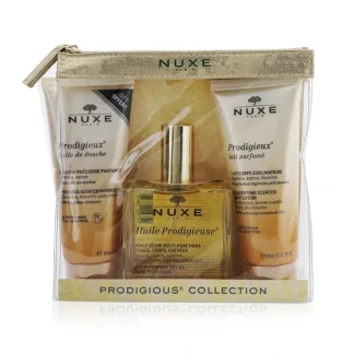 Nuxe Prodigious Collection: Huile Prodigieuse Multi-Purpose Dry Oil 100ml + Prodigieux Precious Scented Shower Oil 100ml + Prodigieux Beautifying Scented Body Lotion 100ml 3pcs - Fresh Bloom Skin - Premium Skincare Solutions for Nourished, Hydrated, and Radiant Skin Every Day