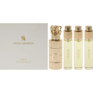 Oud 01 by Swiss Arabian for Unisex - 4 Pc Mini Gift Set 3 x 10ml Perfume Spray, 1 Metal Case - Fresh Bloom Skin - Premium Skincare Solutions for Nourished, Hydrated, and Radiant Skin Every Day