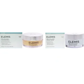 Pro-Collagen Marine Cream and Cleansing Balm Kit by Elemis for Unisex - 2 Pc Kit 1.7oz Cream, 3.5oz Cleanser - Fresh Bloom Skin - Premium Skincare Solutions for Nourished, Hydrated, and Radiant Skin Every Day