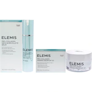 Pro-Collagen Neck & Decollete Balm and Pro-Collagen Marine Cream SPF 30 Kit by Elemis for Women - 2 Pc Kit 1.7oz Balm, 1.6oz Day Cream - Fresh Bloom Skin - Premium Skincare Solutions for Nourished, Hydrated, and Radiant Skin Every Day