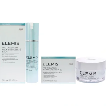 Pro-Collagen Neck & Decollete Balm and Pro-Collagen Marine Cream SPF 30 Kit by Elemis for Women - 2 Pc Kit 1.7oz Balm, 1.6oz Day Cream - Fresh Bloom Skin - Premium Skincare Solutions for Nourished, Hydrated, and Radiant Skin Every Day