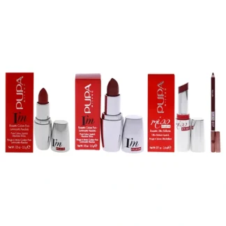 Pupa Milano I Am Pure-Colour Lipstick With True Lips Blendable Lip Liner and Miss Pupa Lipstick Kit by Pupa Milano for Women - 4 Pc Kit 2 x 0.123oz Lipstick - 403 Pink Escape, Lipstick - 409 Pink Declaration, 0.042oz Lip Pencil - 017 Natural, 0.071oz Lips - Fresh Bloom Skin - Premium Skincare Solutions for Nourished, Hydrated, and Radiant Skin Every Day