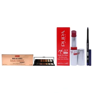 Pupa Milano Make Up Stories Compact Palette With Made To Last Definition Eyes and Miss Pupa Lipstick Kit by Pupa Milano for Women - 3 Pc Kit 0.469oz Eye Shadow - 001 Back To Nude, 0.012oz Eye Pencil - 400 Blue Night, 0.071oz Lipstick - 202 Ballroom - Fresh Bloom Skin - Premium Skincare Solutions for Nourished, Hydrated, and Radiant Skin Every Day