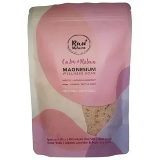Raw Medicine Magnesium Wellness Soak Calm & Relax (Calming + Restful Sleep) 500g - Fresh Bloom Skin - Premium Skincare Solutions for Nourished, Hydrated, and Radiant Skin Every Day
