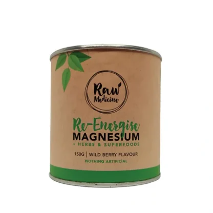 Raw Medicine Re-Energise Magnesium + Herbs & Superfoods (Wild Berry Flavour) 150g - Fresh Bloom Skin - Premium Skincare Solutions for Nourished, Hydrated, and Radiant Skin Every Day
