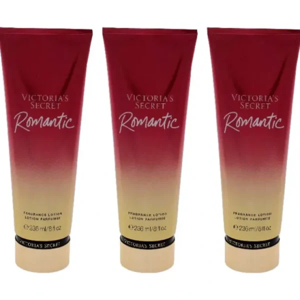 Romantic Fragrance Lotion by Victorias Secret for Women - 8 oz Body Lotion - Pack of 3 - Fresh Bloom Skin - Premium Skincare Solutions for Nourished, Hydrated, and Radiant Skin Every Day