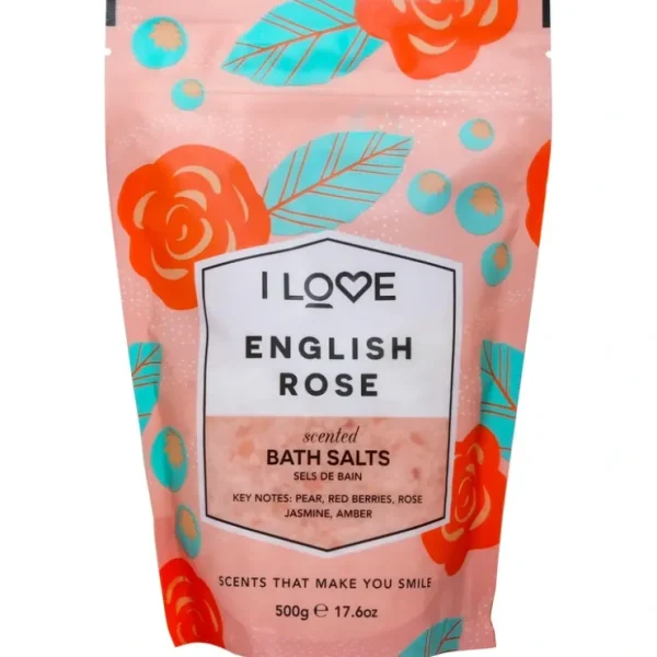 Scented Bath Salts - English Rose by I Love Cosmetics for Women - 17.6 oz Bath Salt - Fresh Bloom Skin - Premium Skincare Solutions for Nourished, Hydrated, and Radiant Skin Every Day