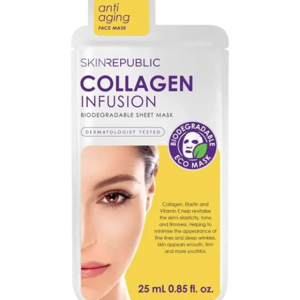 Skin Republic Collagen Infusion Biodegradable Sheet Mask 25ml - Fresh Bloom Skin - Premium Skincare Solutions for Nourished, Hydrated, and Radiant Skin Every Day