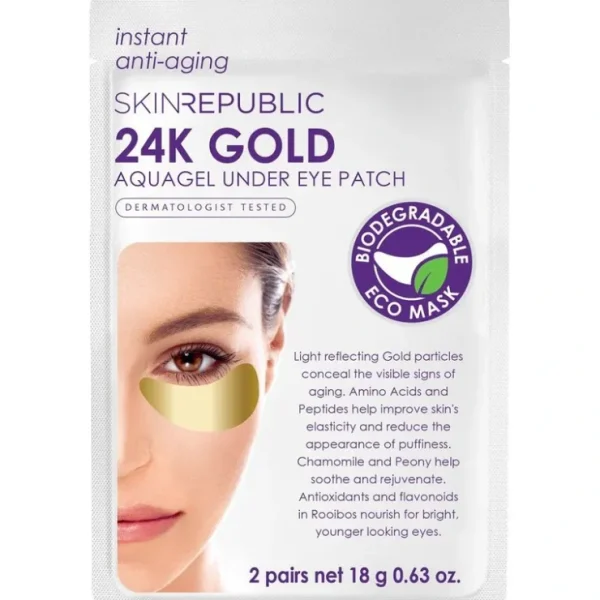 Skin Republic Gold Aquagel Under Eye Patches (2 Applications) 18g - Fresh Bloom Skin - Premium Skincare Solutions for Nourished, Hydrated, and Radiant Skin Every Day