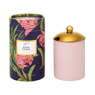 Sohum Safari Botanical Candle Eco Cedarwick Candle in Ceramic Jar Neon Roses 340g - Fresh Bloom Skin - Premium Skincare Solutions for Nourished, Hydrated, and Radiant Skin Every Day