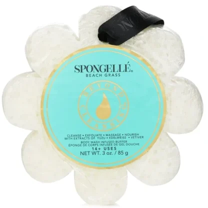 Spongelle Wild Flower Soap Sponge - Beach Grass (White) 1pc/85g - Fresh Bloom Skin - Premium Skincare Solutions for Nourished, Hydrated, and Radiant Skin Every Day