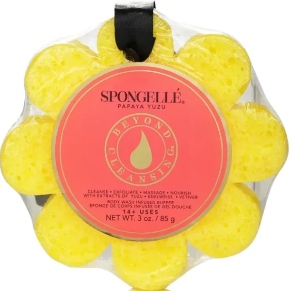 Spongelle Wild Flower Soap Sponge - Papaya Yuzu (Yellow) 1pc/85g - Fresh Bloom Skin - Premium Skincare Solutions for Nourished, Hydrated, and Radiant Skin Every Day