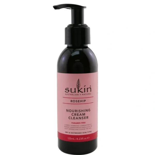 Sukin Rosehip Nourishing Cream Cleanser (Dry & Distressed Skin Types) 125ml/4.23oz - Fresh Bloom Skin - Premium Skincare Solutions for Nourished, Hydrated, and Radiant Skin Every Day